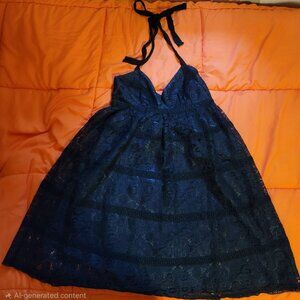 Betsey Johnson Black Lace Halter Dress Size 2